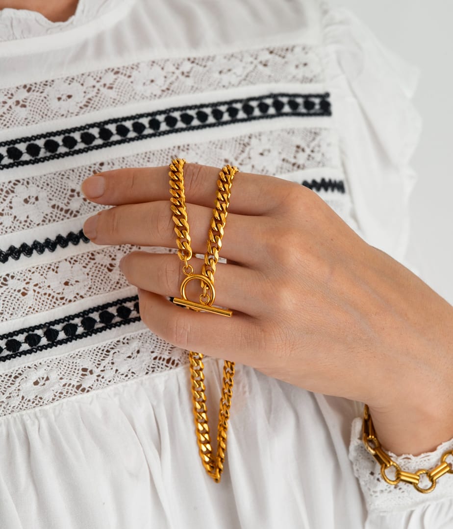 Gold Stillness Pearl Hoops view 4